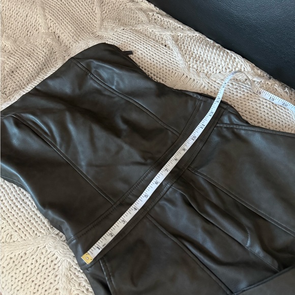 Dark green  Faux Leather Cargo Jumpsuit - Picture 6 of 7